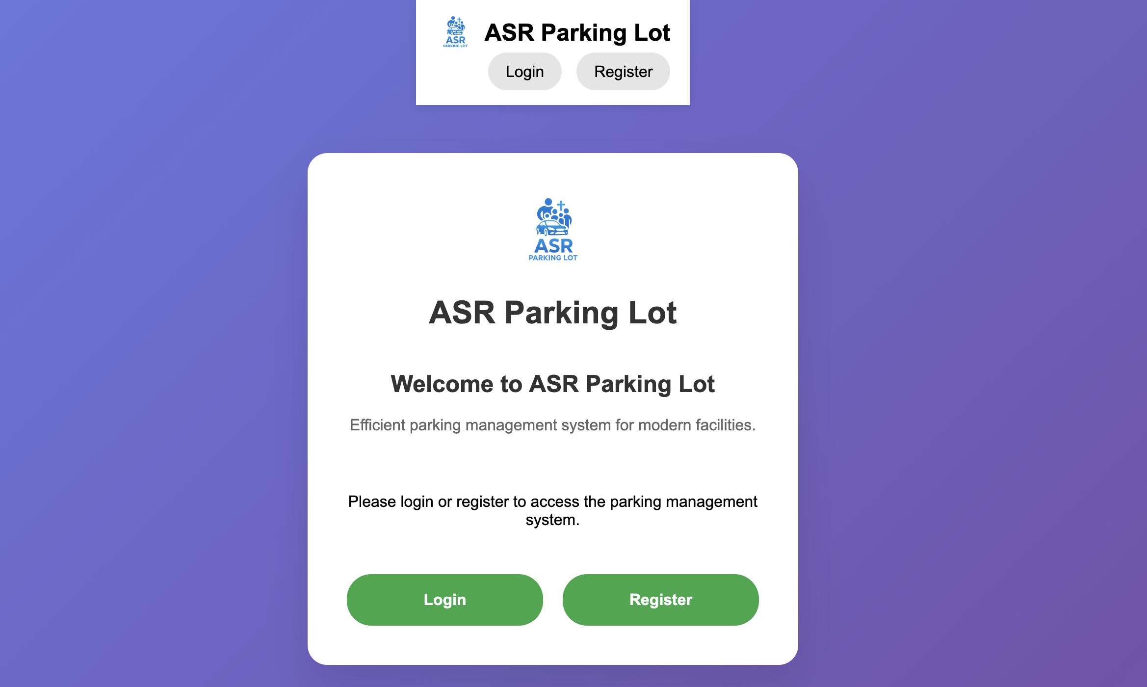 ASR Parking Management System