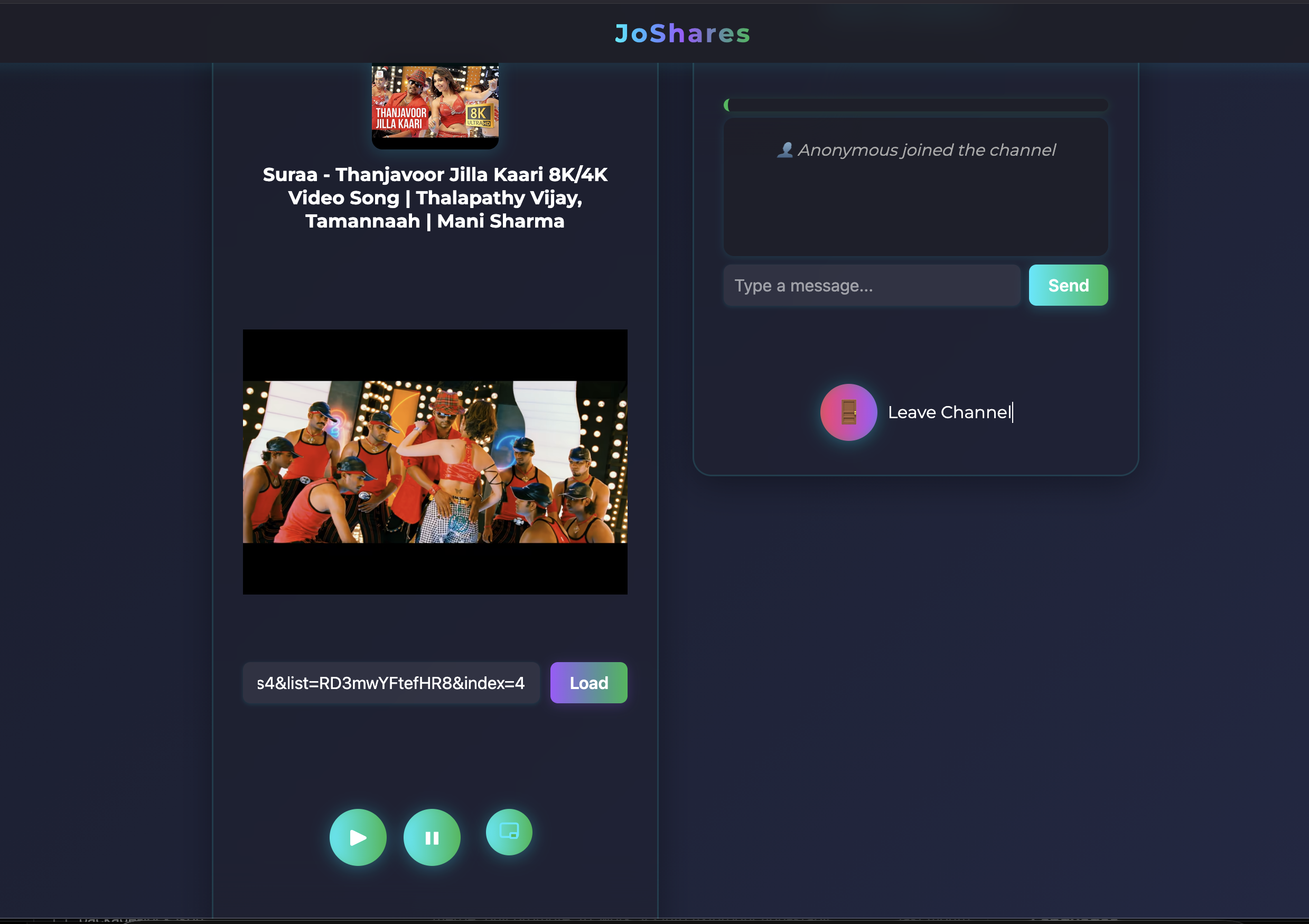 JoShares synchronized streaming